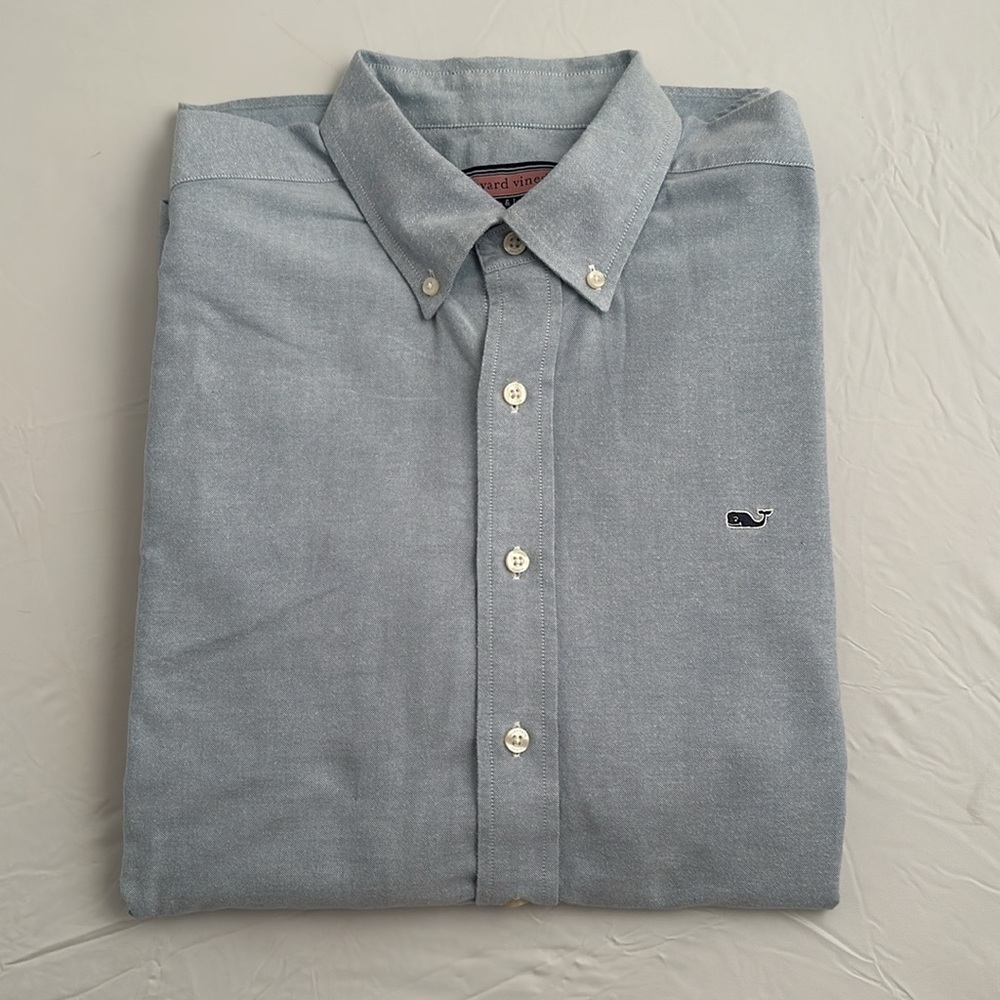 Vineyard Vines Whale light blue button down dress shirt